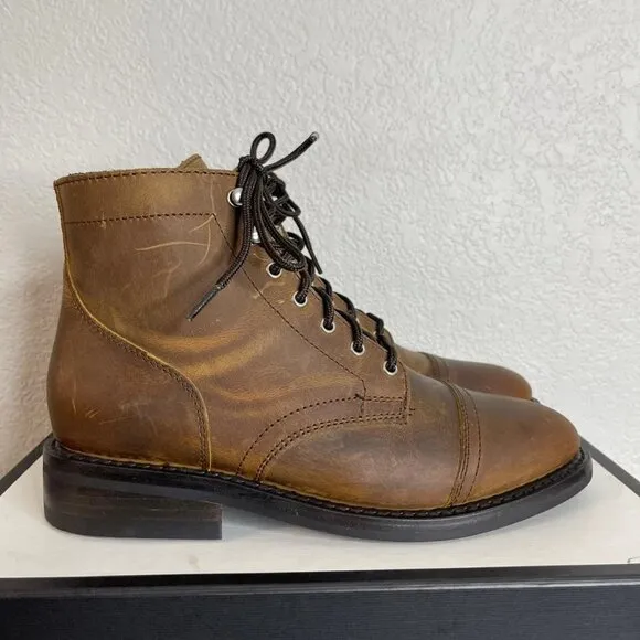 Thursday Boot Co. Captain Ankle Boots Cap Toe Brown Nubuck Lace up Men's 8.5 US