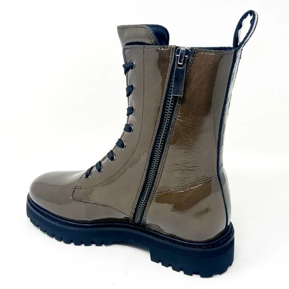 Thursday Boot Co Olive Green Black Womens Patent Leather Combat Boots