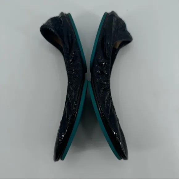 Tieks Black Patent Leather Obsidian Ballet Flats Size 10