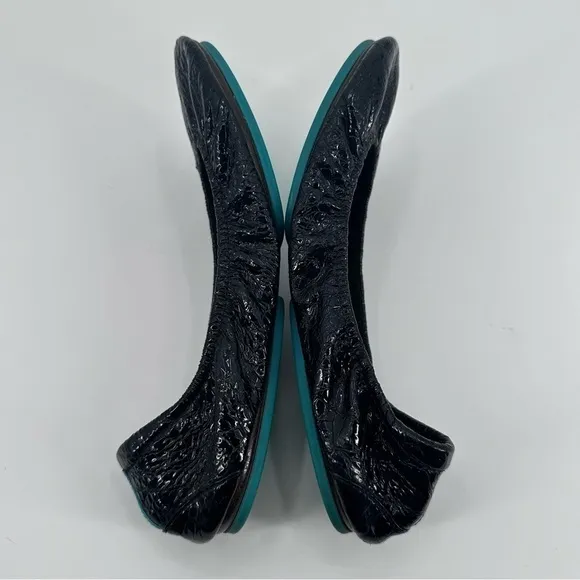 Tieks Black Patent Leather Obsidian Ballet Flats Size 10