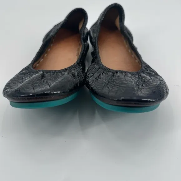 Tieks Black Patent Leather Obsidian Ballet Flats Size 10