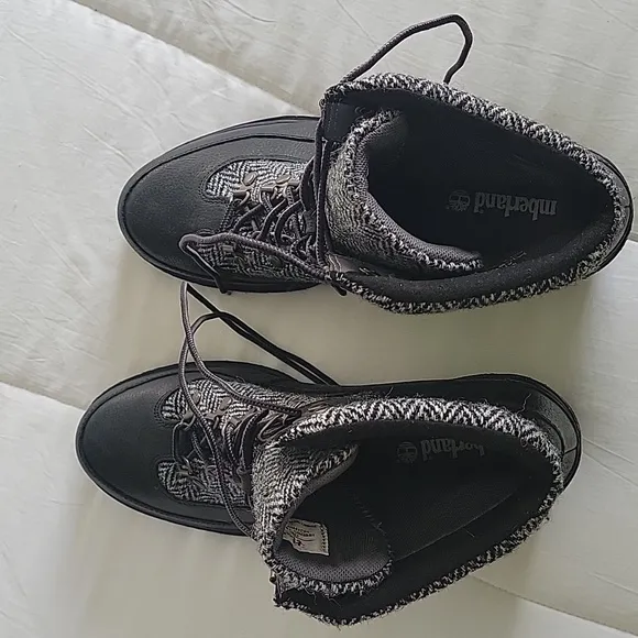 TIMBERLAND AMSTON WEDGE LACE-UP BOOTS  10 BLACK