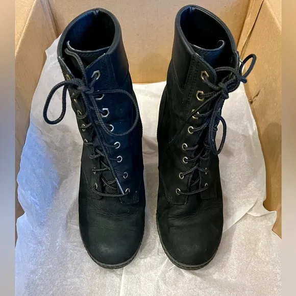 TIMBERLAND BLACK ALLINGTON LACE UP 6&quot;LEATHER BOOTS