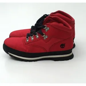 Timberland Boys Red Boots Size 5 UK 4.5 Lace Up WORN ONCE