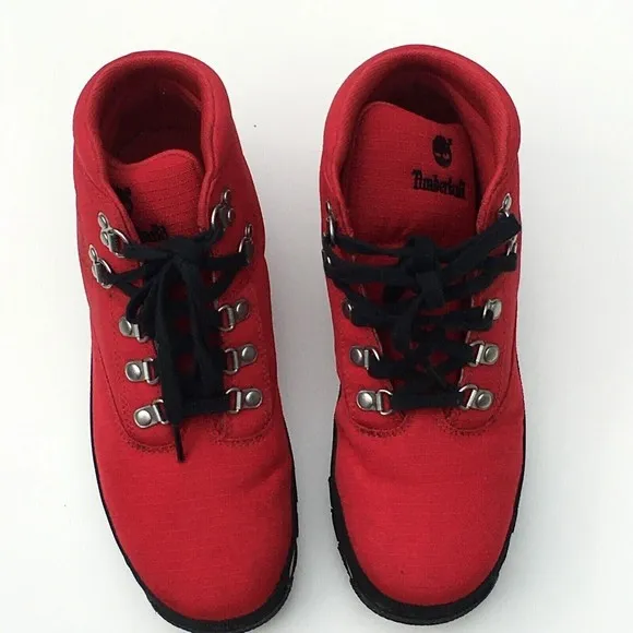 Timberland Boys Red Boots Size 5 UK 4.5 Lace Up WORN ONCE
