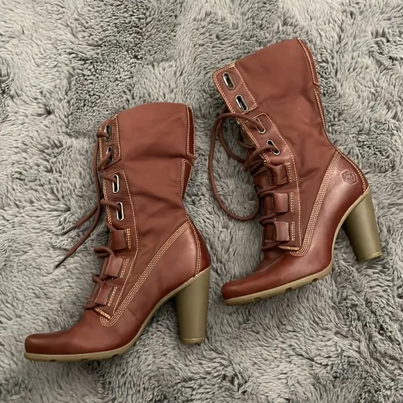 Timberland Brick Red Lace Up Boots