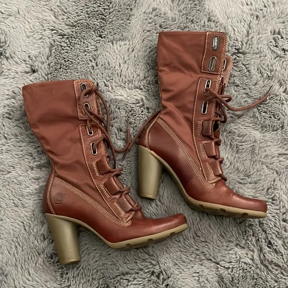 Timberland Brick Red Lace Up Boots