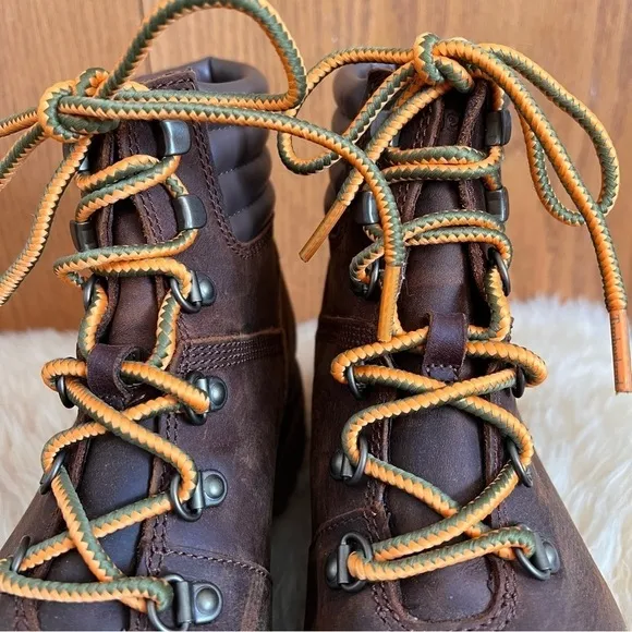 Timberland Brown London Square Mid-Hiker Leather Boots Sz-8