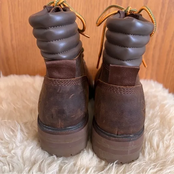 Timberland Brown London Square Mid-Hiker Leather Boots Sz-8