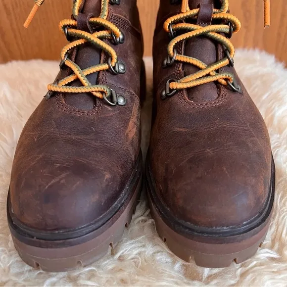 Timberland Brown London Square Mid-Hiker Leather Boots Sz-8