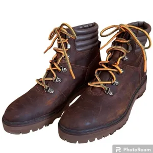 Timberland Brown London Square Mid-Hiker Leather Boots Sz-8