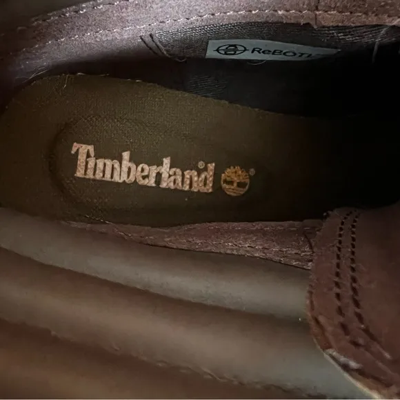 Timberland Brown London Square Mid-Hiker Leather Boots Sz-8