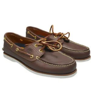Timberland Classic Boat dark brown leather shoes 2-Eye laces size 13