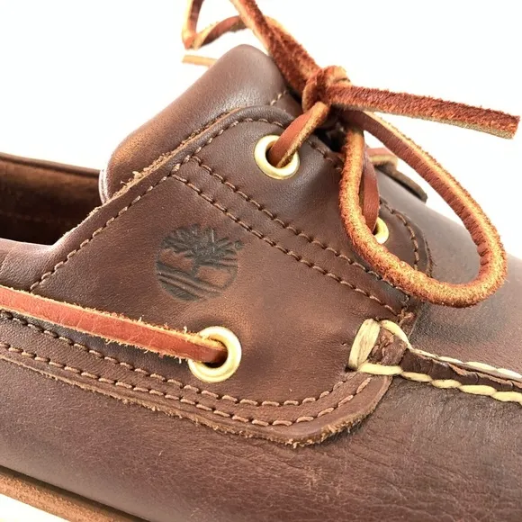 Timberland Classic Boat dark brown leather shoes 2-Eye laces size 13