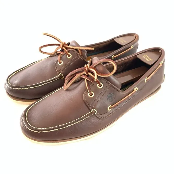 Timberland Classic Boat dark brown leather shoes 2-Eye laces size 13