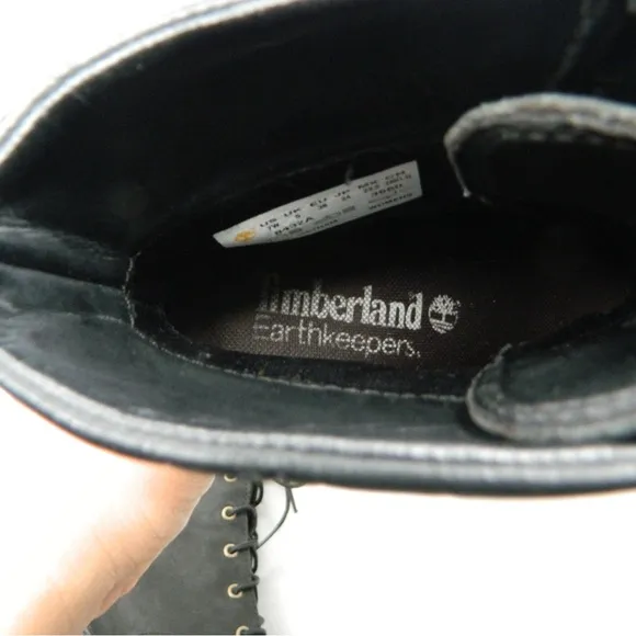 Timberland Earthkeepers Leather Black 3.5in heel bootie boots size 7W