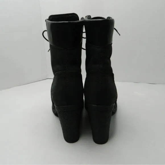 Timberland Earthkeepers Leather Black 3.5in heel bootie boots size 7W
