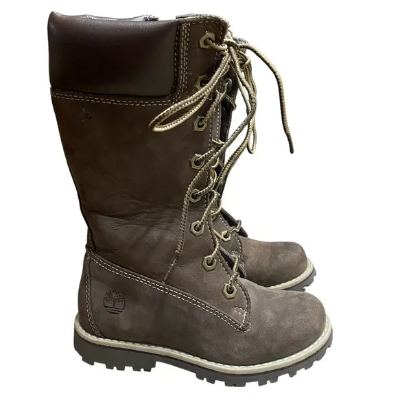Timberland Leather Long Knee High Combat Moto Winter Boots Size 9.5 Toddler