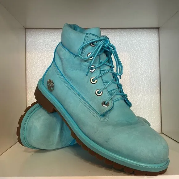 Timberland Light Blue Lace Up Suede Boys Youth Size 6.5 Boots
