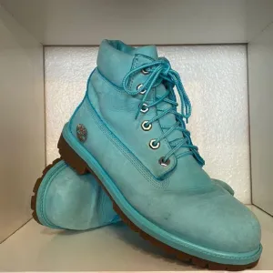 Timberland Light Blue Lace Up Suede Boys Youth Size 6.5 Boots