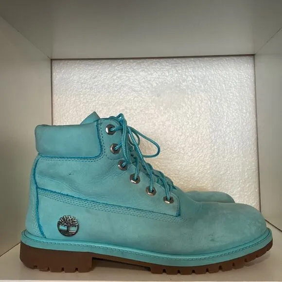 Timberland Light Blue Lace Up Suede Boys Youth Size 6.5 Boots