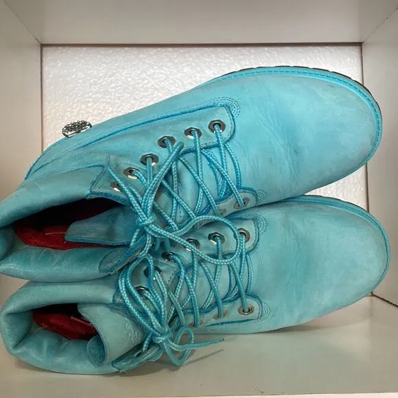 Timberland Light Blue Lace Up Suede Boys Youth Size 6.5 Boots