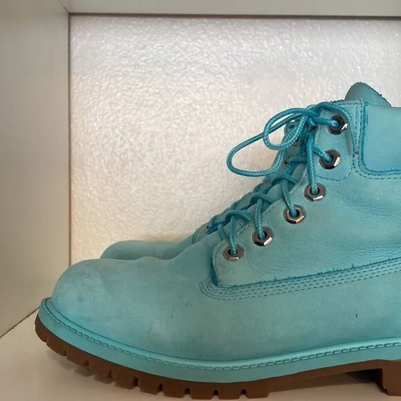 Timberland Light Blue Lace Up Suede Boys Youth Size 6.5 Boots