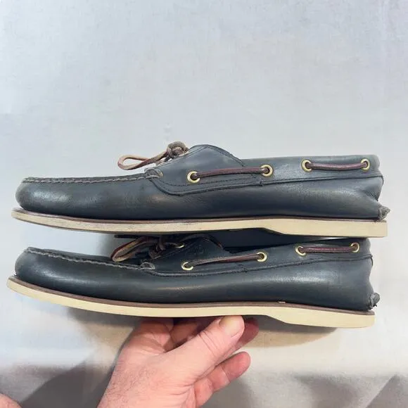Timberland Loafers Men 13 Navy Blue 2 Eye Classic Boat Shoes #74036 Earthkeepers