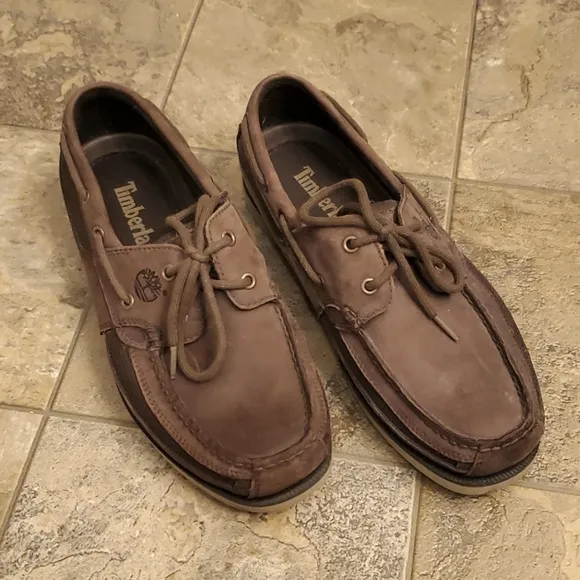 Timberland Men's Classic 2-Eye Boat Shoes 9.5 brown genuine leather