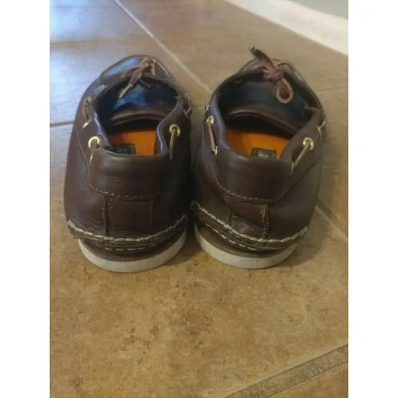 Timberland Men's Leather Boat Shoes Classic Slip On Brown Lace Up USA Sz 12M