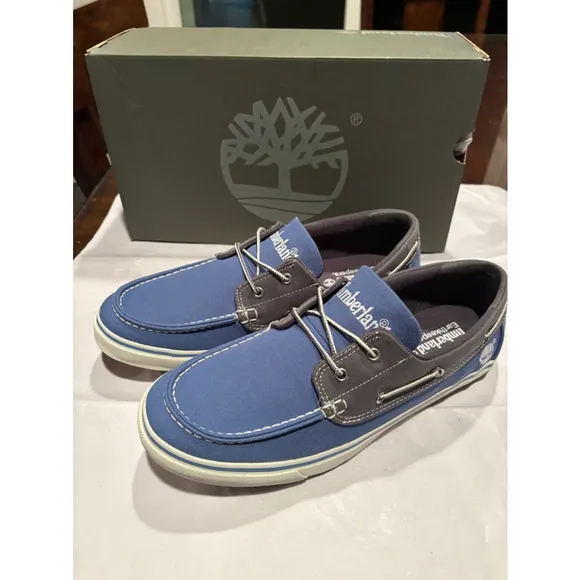 Timberland men’s New Market Boat Oxford Shoes, Size 10.5, Blue