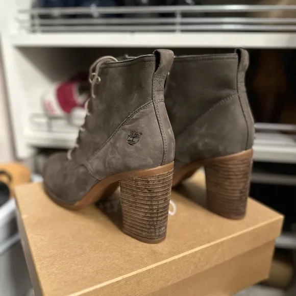 Timberland Olive Green Grey Suede Leather Lace Up Ankle Boots