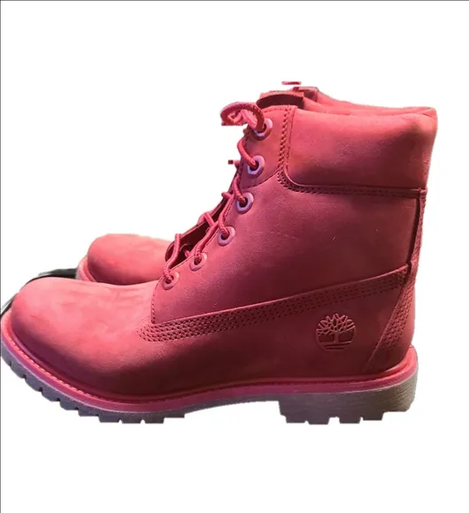 Timberland Red Nubuck Lace-Up Boots