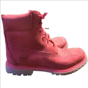 Timberland Red Nubuck Lace-Up Boots