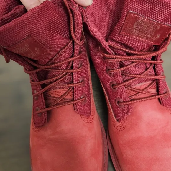 Timberland Red Roll Top Combat Boots Size 5.5