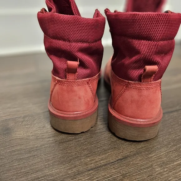 Timberland Red Roll Top Combat Boots Size 5.5