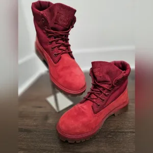 Timberland Red Roll Top Combat Boots Size 5.5