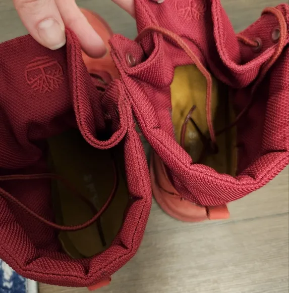 Timberland Red Roll Top Combat Boots Size 5.5