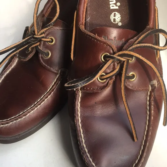 Timberland Sz 11.5M Mens Boat Shoes Brown Classic 2 Eye Laces Genuine Leather