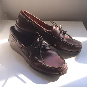Timberland Sz 11.5M Mens Boat Shoes Brown Classic 2 Eye Laces Genuine Leather