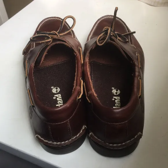 Timberland Sz 11.5M Mens Boat Shoes Brown Classic 2 Eye Laces Genuine Leather