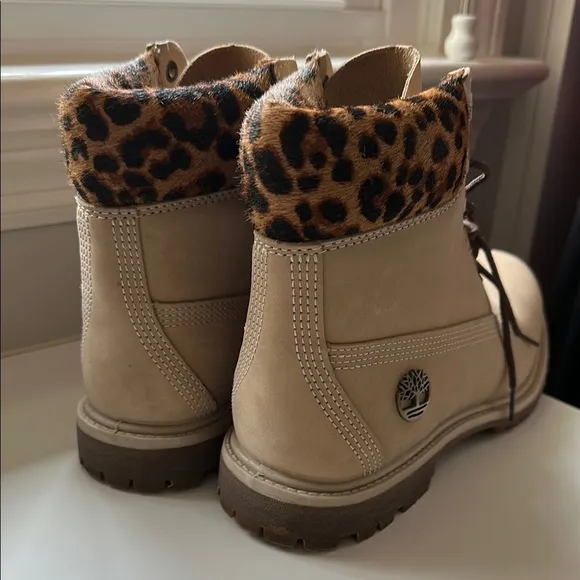 Timberland Tan and Brown Combat Boots with Unique Design