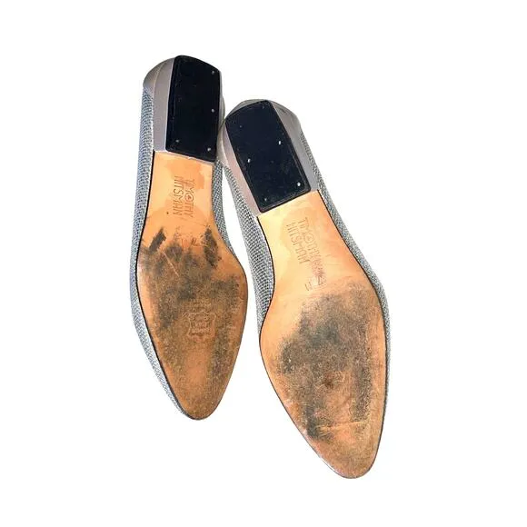 Timothy Hitsman Anchor Accented Silver Mesh Flats size 7