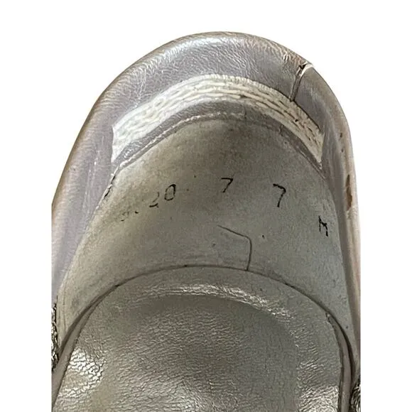 Timothy Hitsman Anchor Accented Silver Mesh Flats size 7