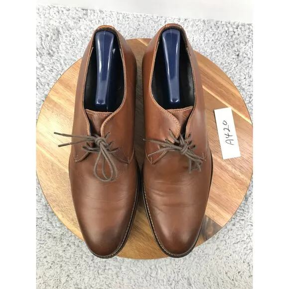 To Boot New York Brown Leather Plain Toe Oxford Derby Dress Shoe Mens 9.5 1898