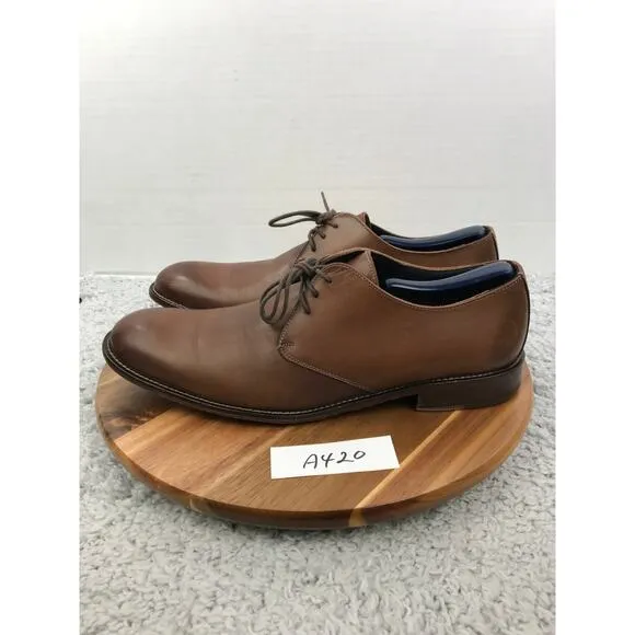 To Boot New York Brown Leather Plain Toe Oxford Derby Dress Shoe Mens 9.5 1898