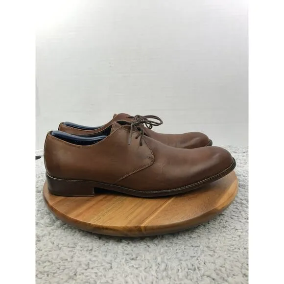 To Boot New York Brown Leather Plain Toe Oxford Derby Dress Shoe Mens 9.5 1898
