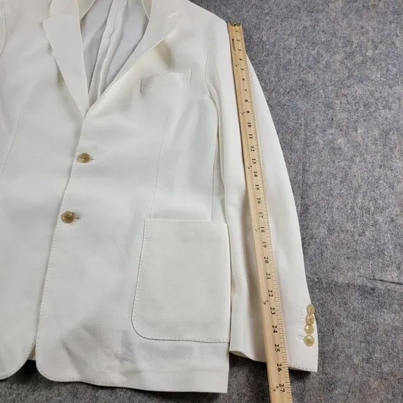 Todd Snyder Peak Lapel Italian Knit Sportcoat Blazer White size 42R Cotton *Flaw