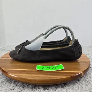 Tod's Black Suede Tie Tassel Casual Lifestyle Ballet Driving Flats Womens 38