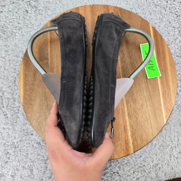 Tod's Black Suede Tie Tassel Casual Lifestyle Ballet Driving Flats Womens 38